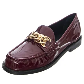 Steve Madden Womens Triple Burgundy Patent Loafer Shoes