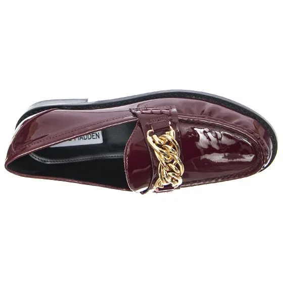 Steve Madden Womens Triple Burgundy Patent Loafer Shoes