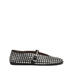 Strass Ballet Flats, Black Lambskin