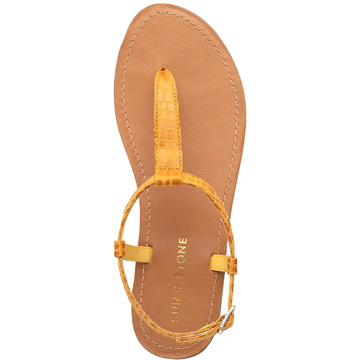 Sun + Stone Womens Krisleyy Embossed Slingback T-Strap Sandals