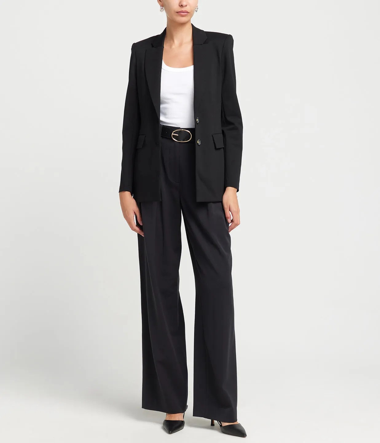 Tailored Techno Viscose Blazer in Black