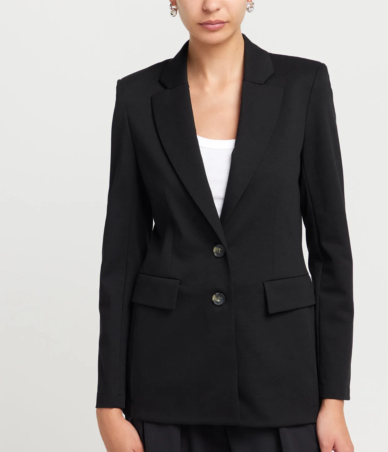 Tailored Techno Viscose Blazer in Black