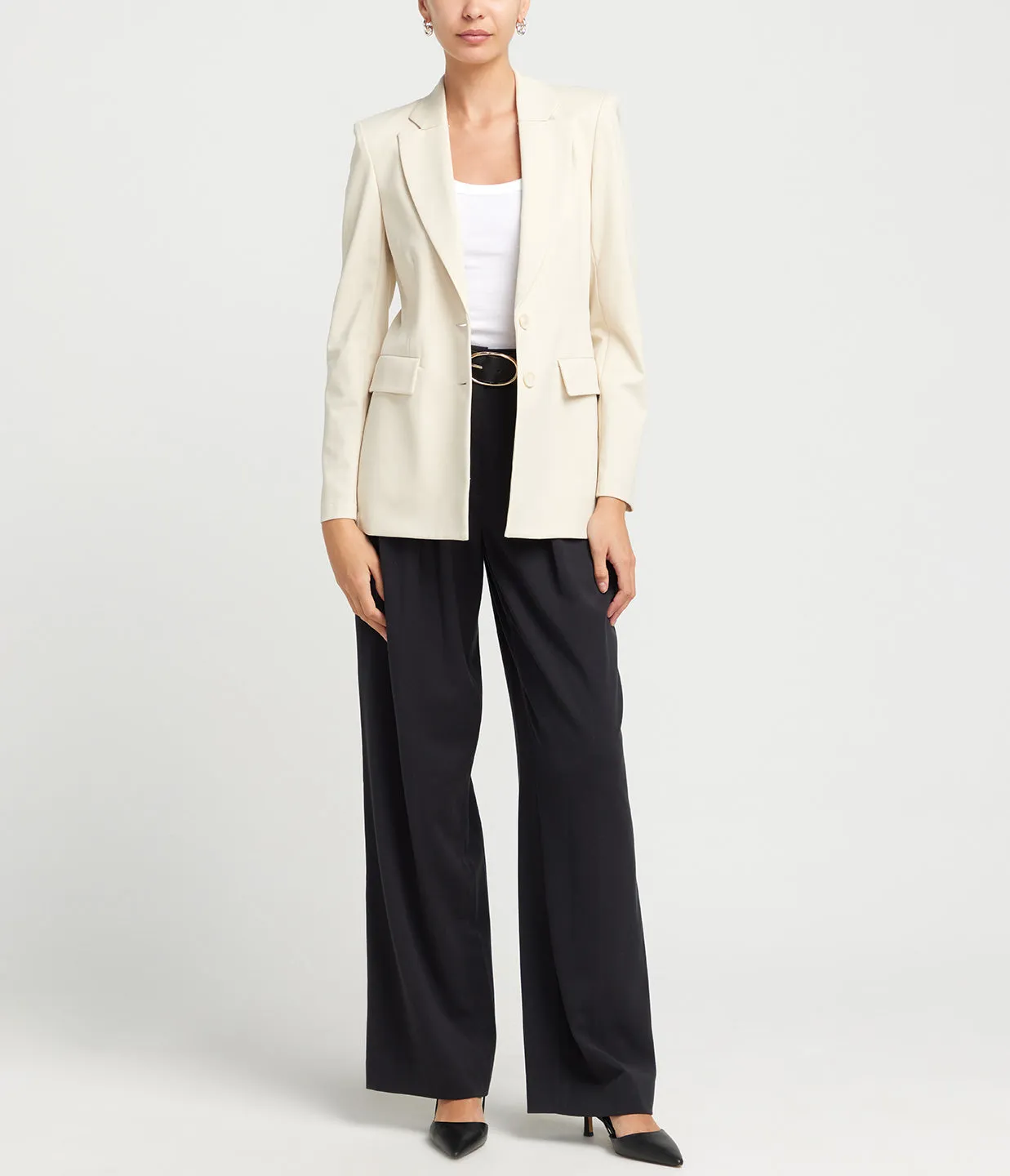 Tailored Techno Viscose Blazer in Ivory