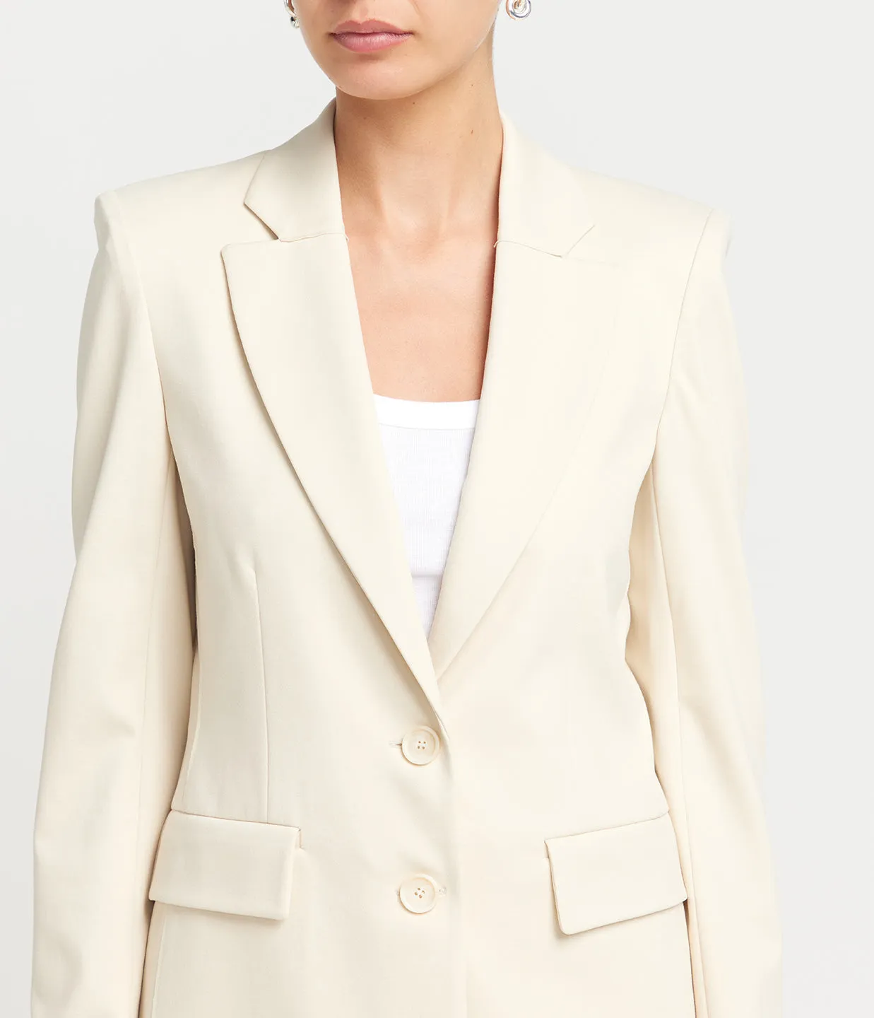 Tailored Techno Viscose Blazer in Ivory