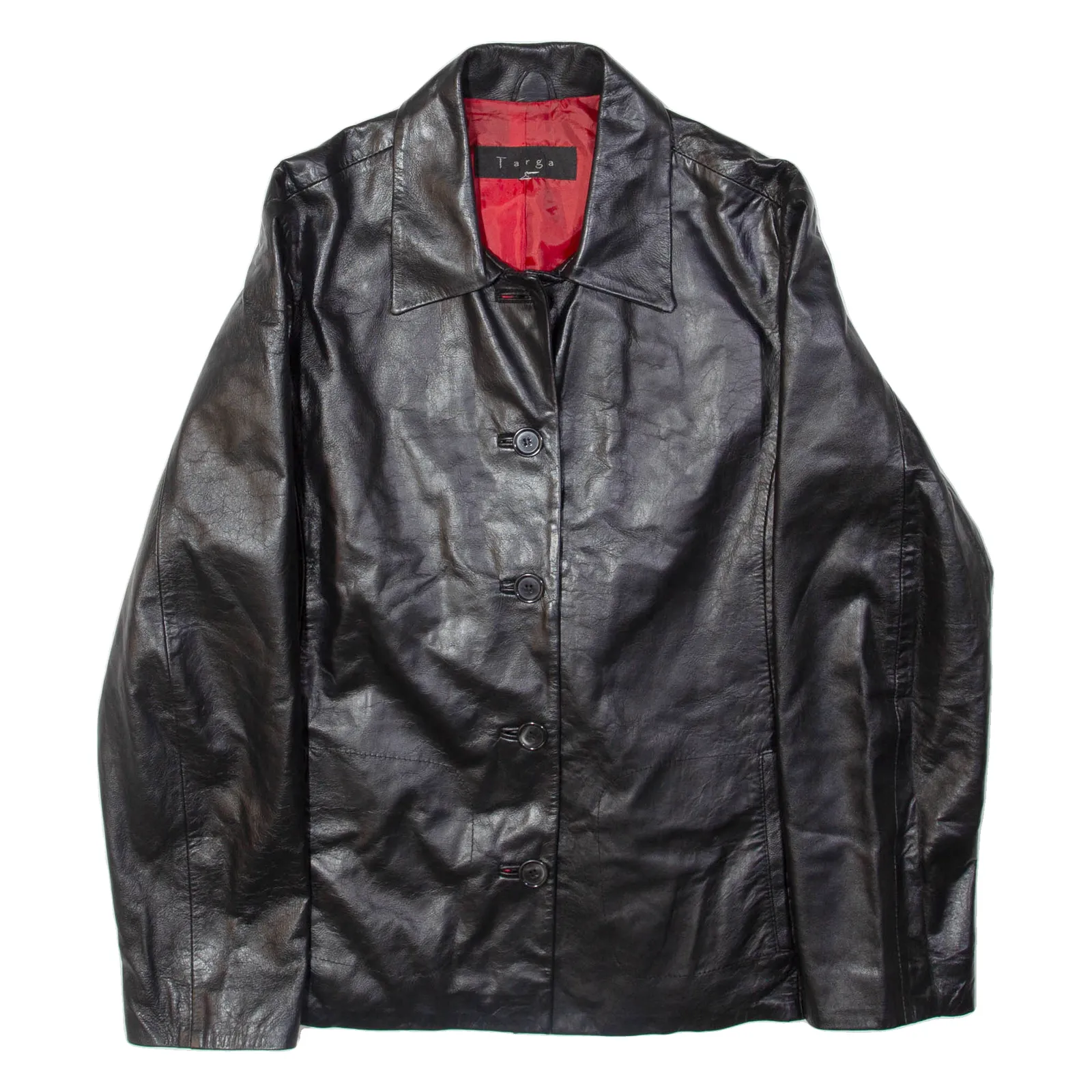 TARGA Womens Blazer Jacket Black Leather M