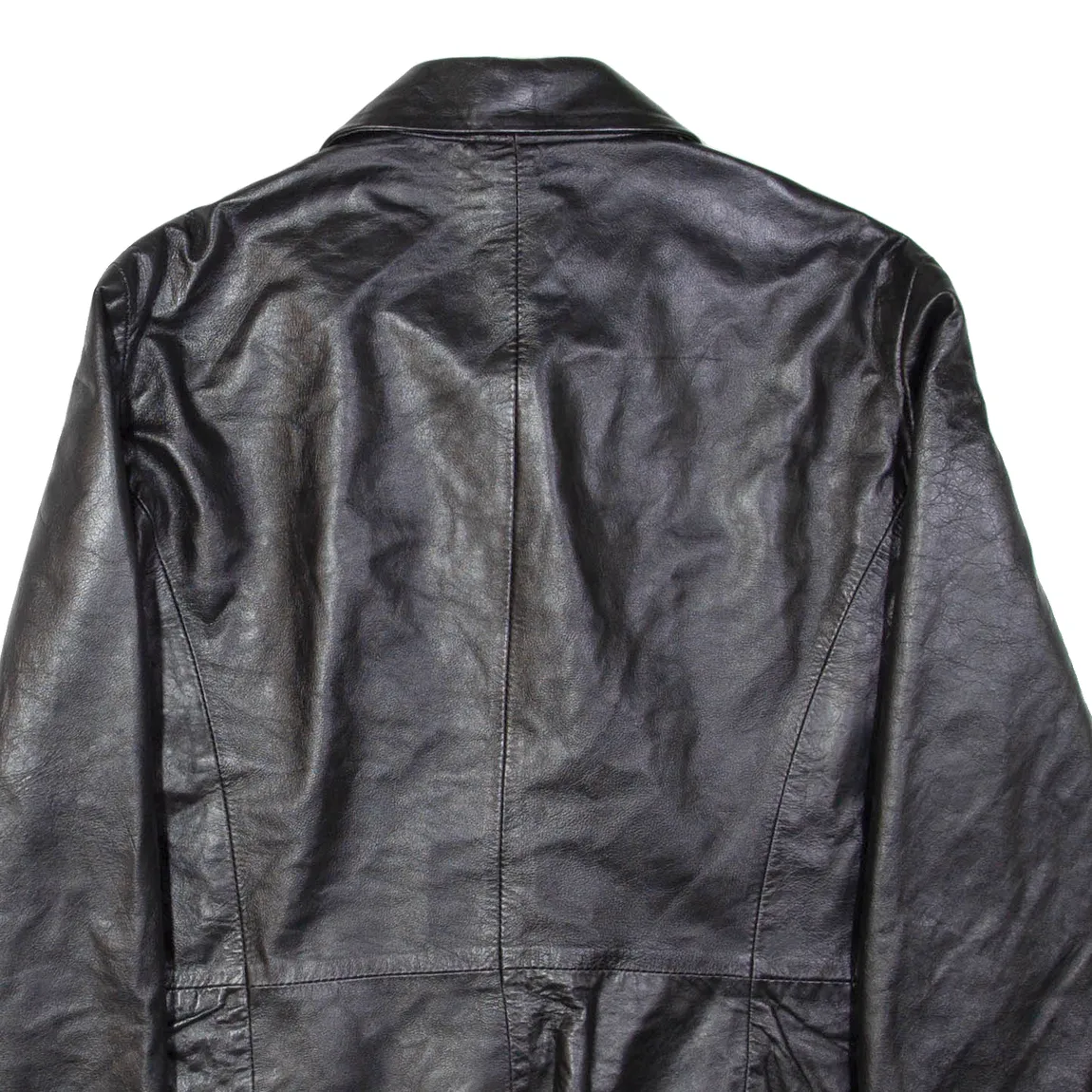 TARGA Womens Blazer Jacket Black Leather M