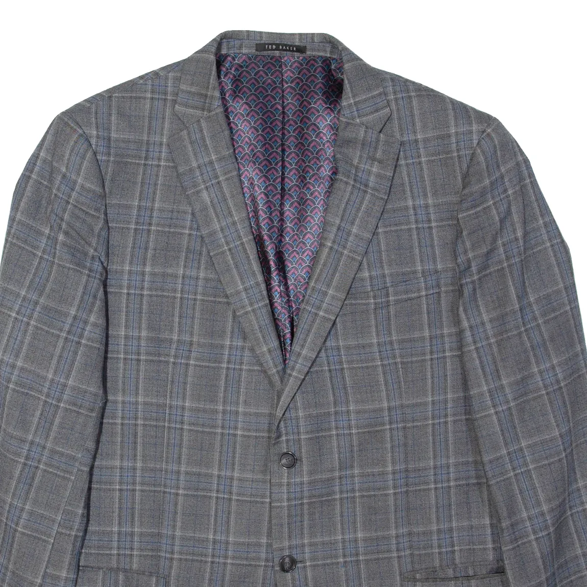 TED BAKER Mens Blazer Jacket Grey Plaid 2XL