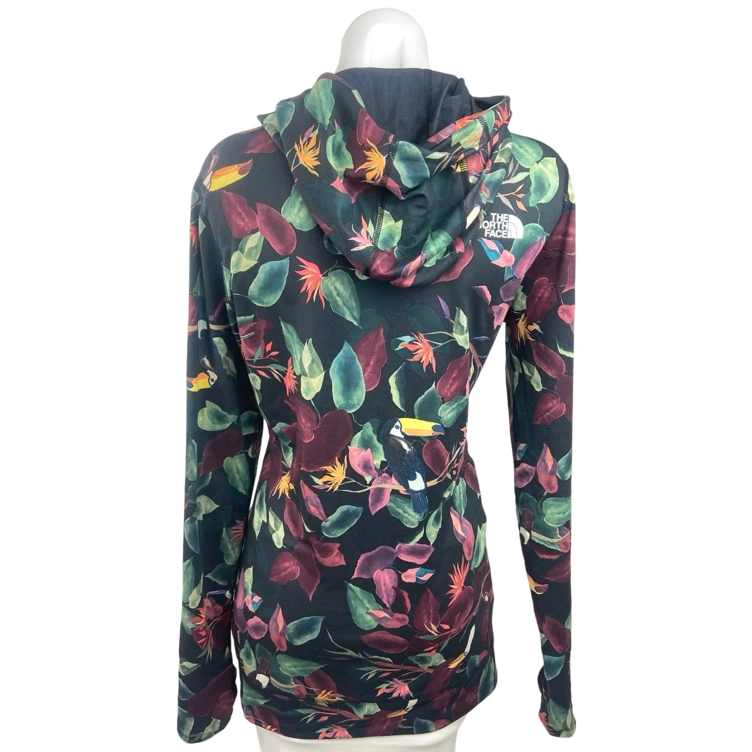 The North Face Toucan Print Cowl Neck Hooded Long Sleeve Pullover Sweater Top M