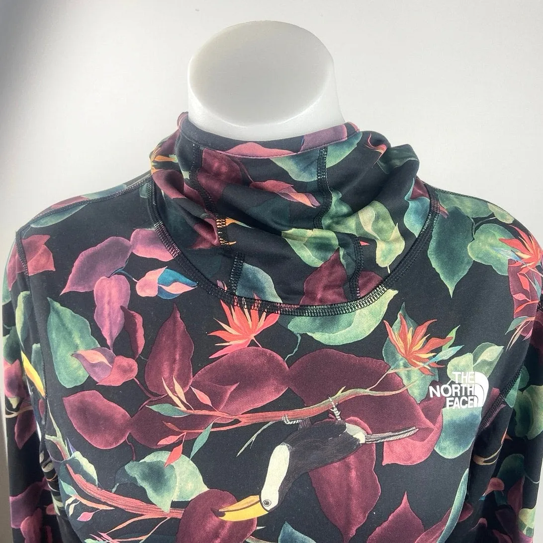 The North Face Toucan Print Cowl Neck Hooded Long Sleeve Pullover Sweater Top M