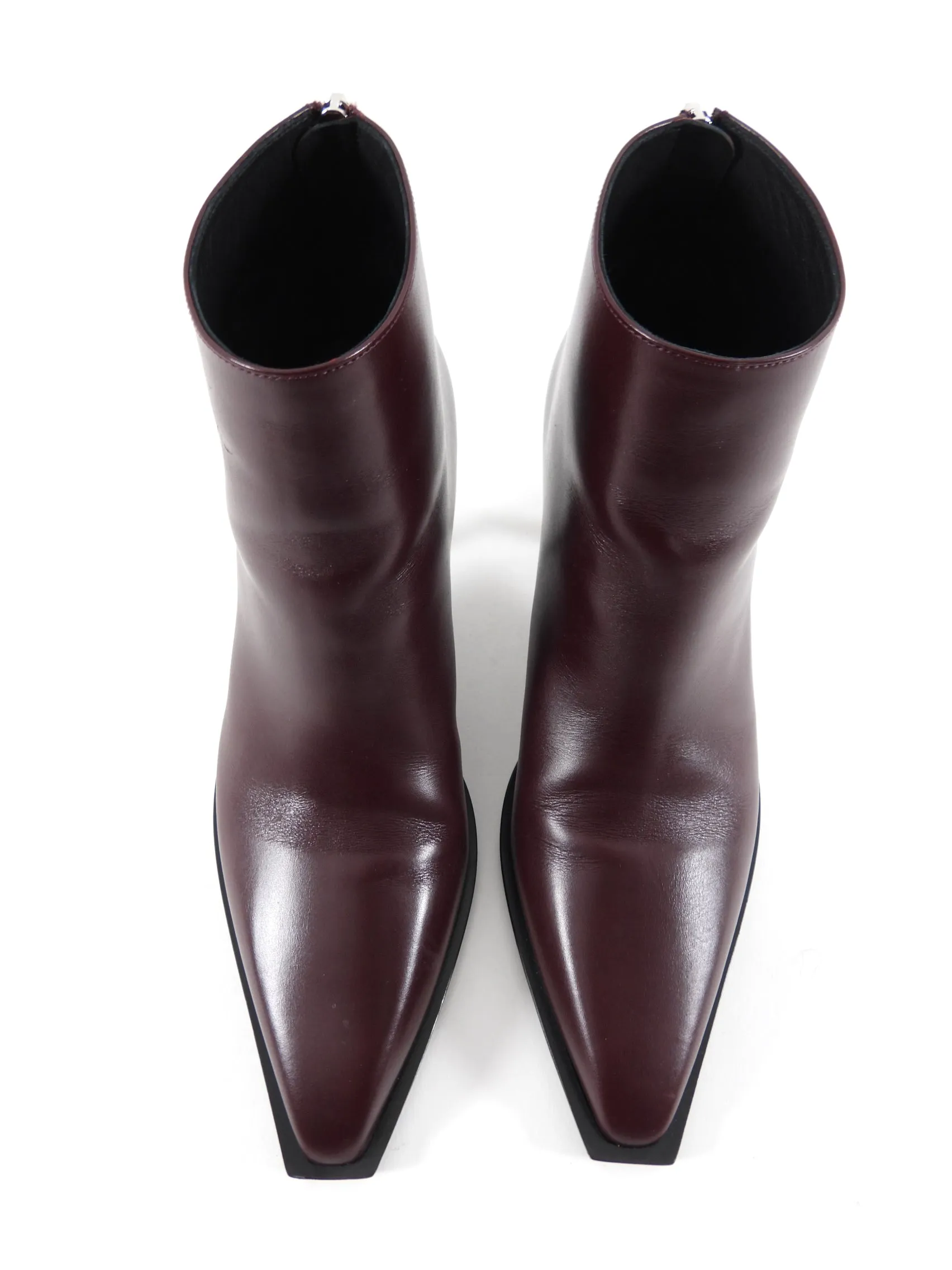 The Row Dark Bordeaux Leather Coco Ankle Boot - 37