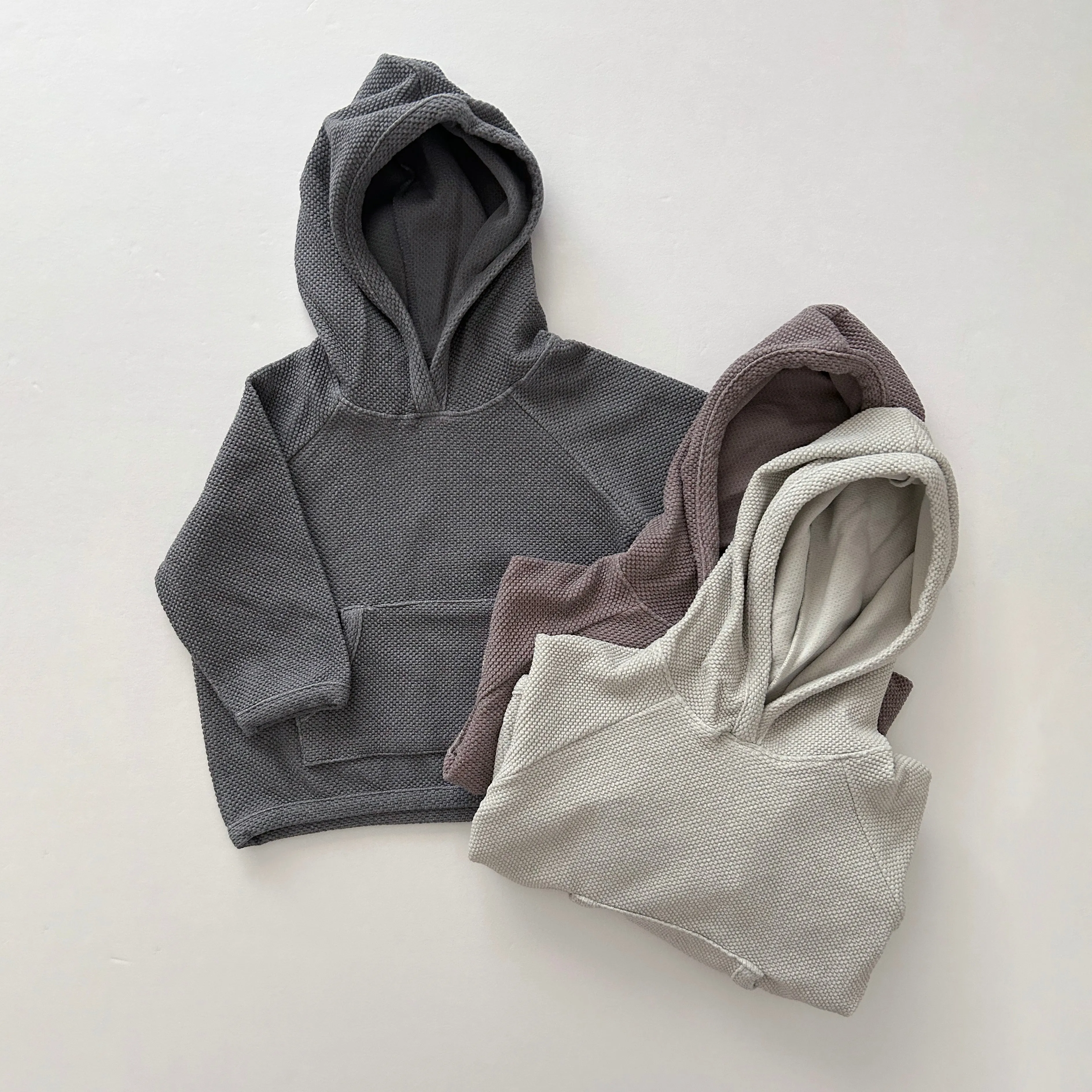 Toddler Nunu Textured Kangaroo Pocket Pullover Hoodie (1-6y) - 3 Colors