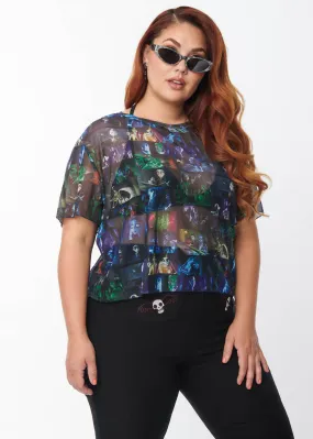 Unique Vintage x Corpse Bride Boxy Cropped Mesh Top Multi