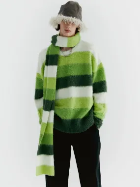 Unisex Border Casual Knit Sweater＆Muffler