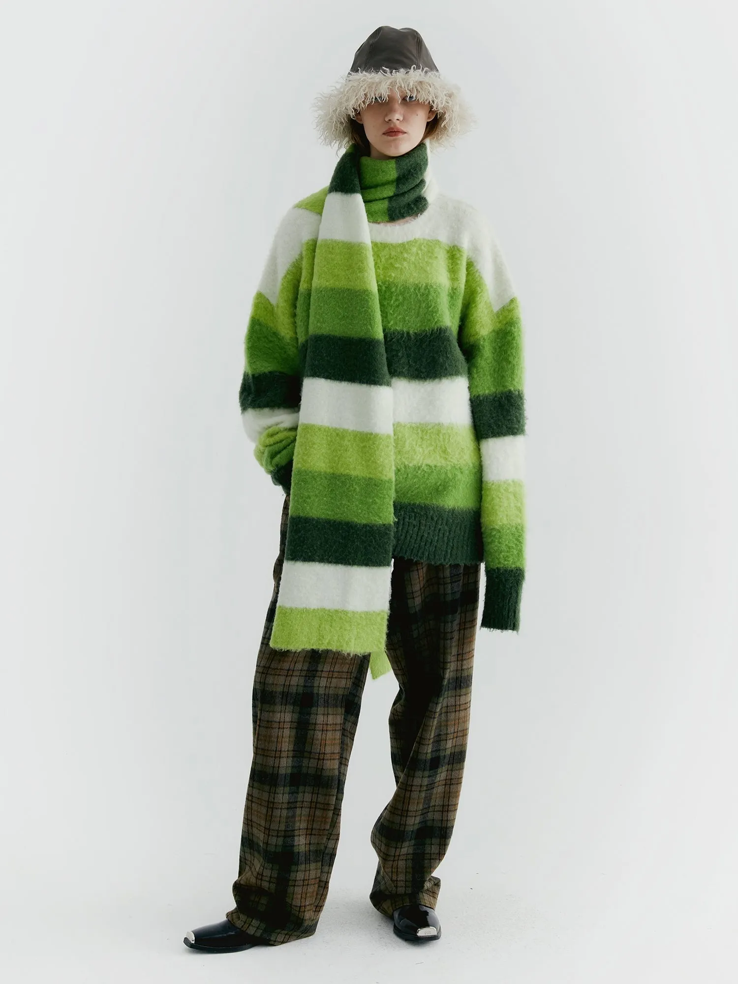 Unisex Border Casual Knit Sweater＆Muffler