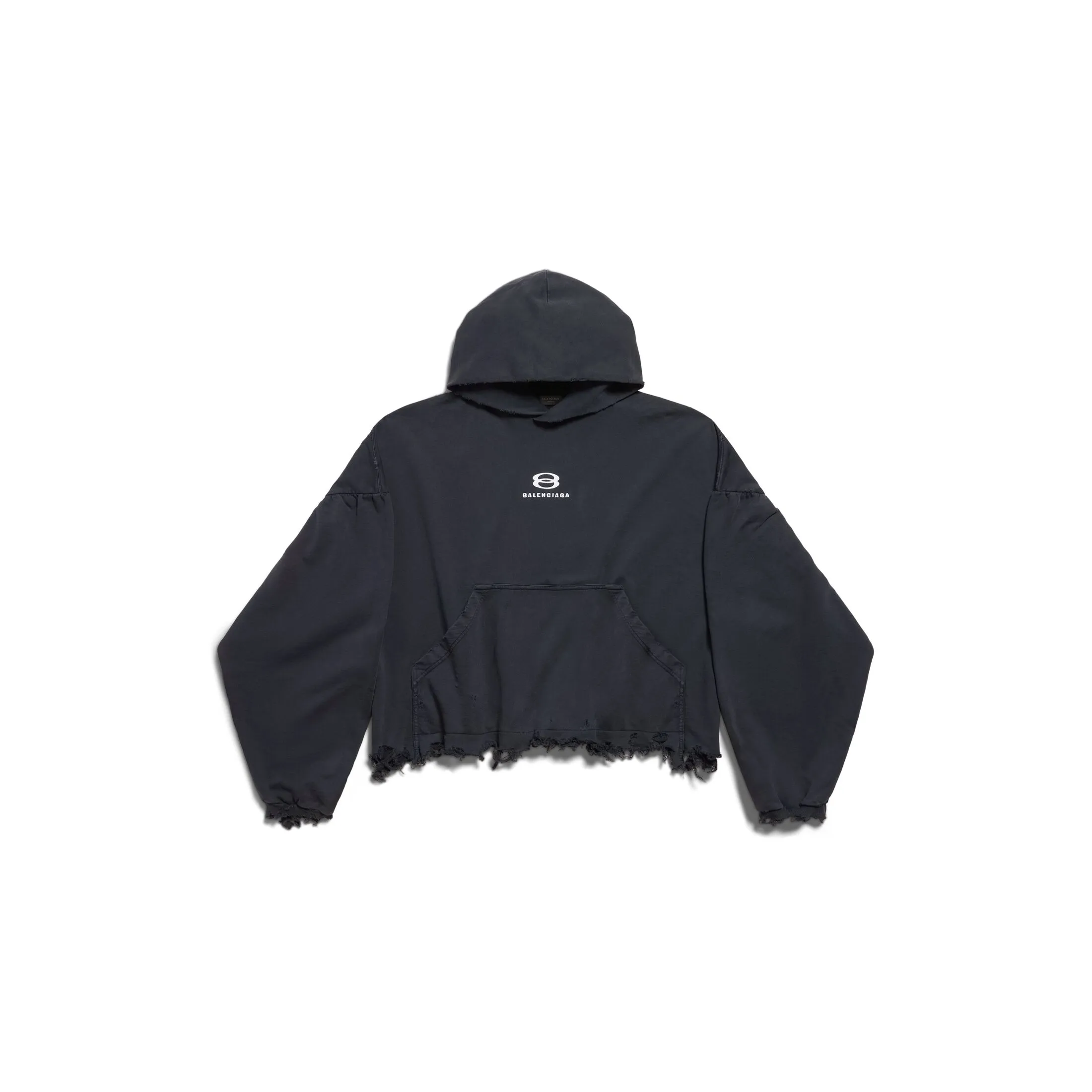 UNITY SPORTS ICON CROPPED HOODIE OVERSIZED IN BLACK/WHITE