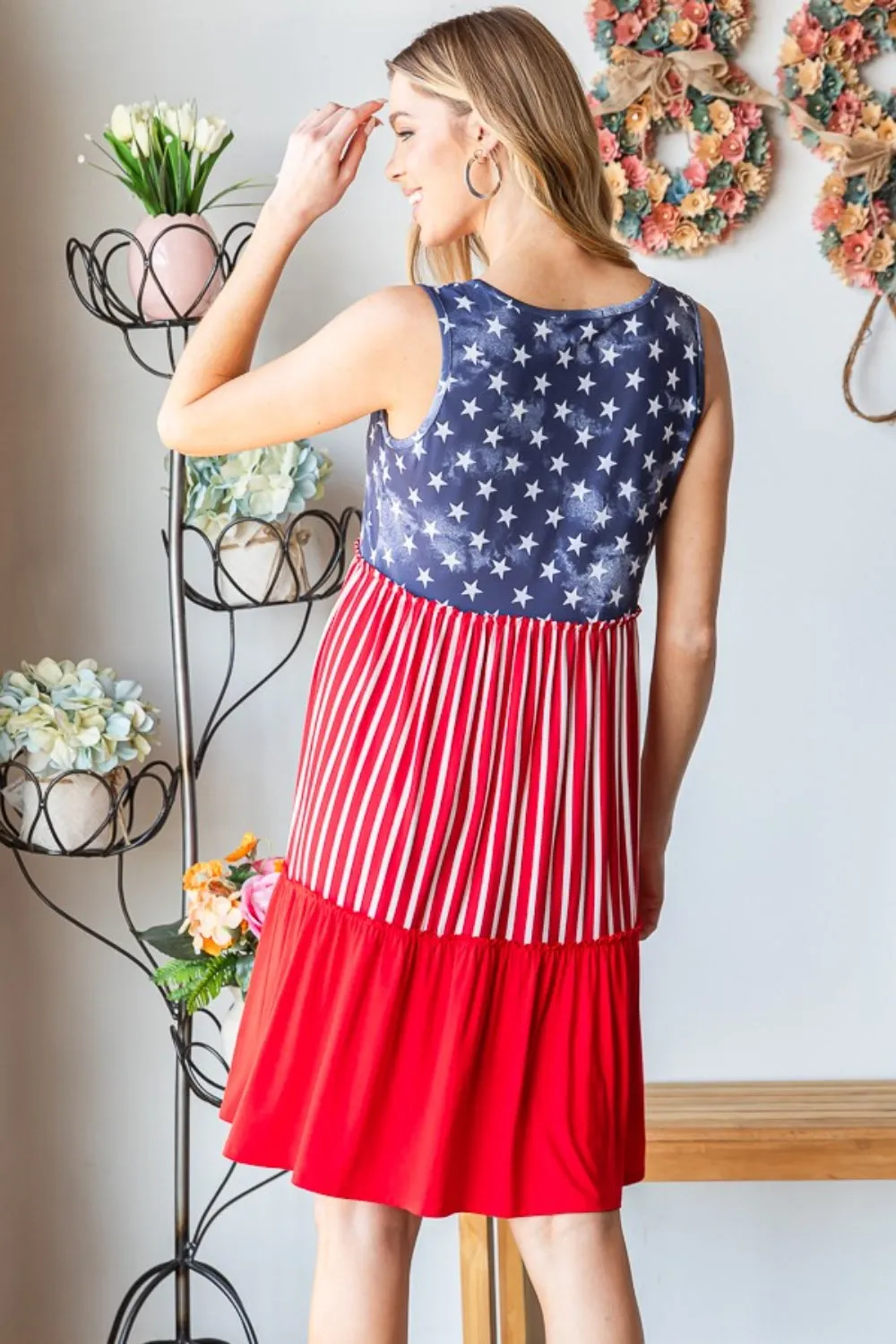 US Flag Theme Contrast Tank Dress