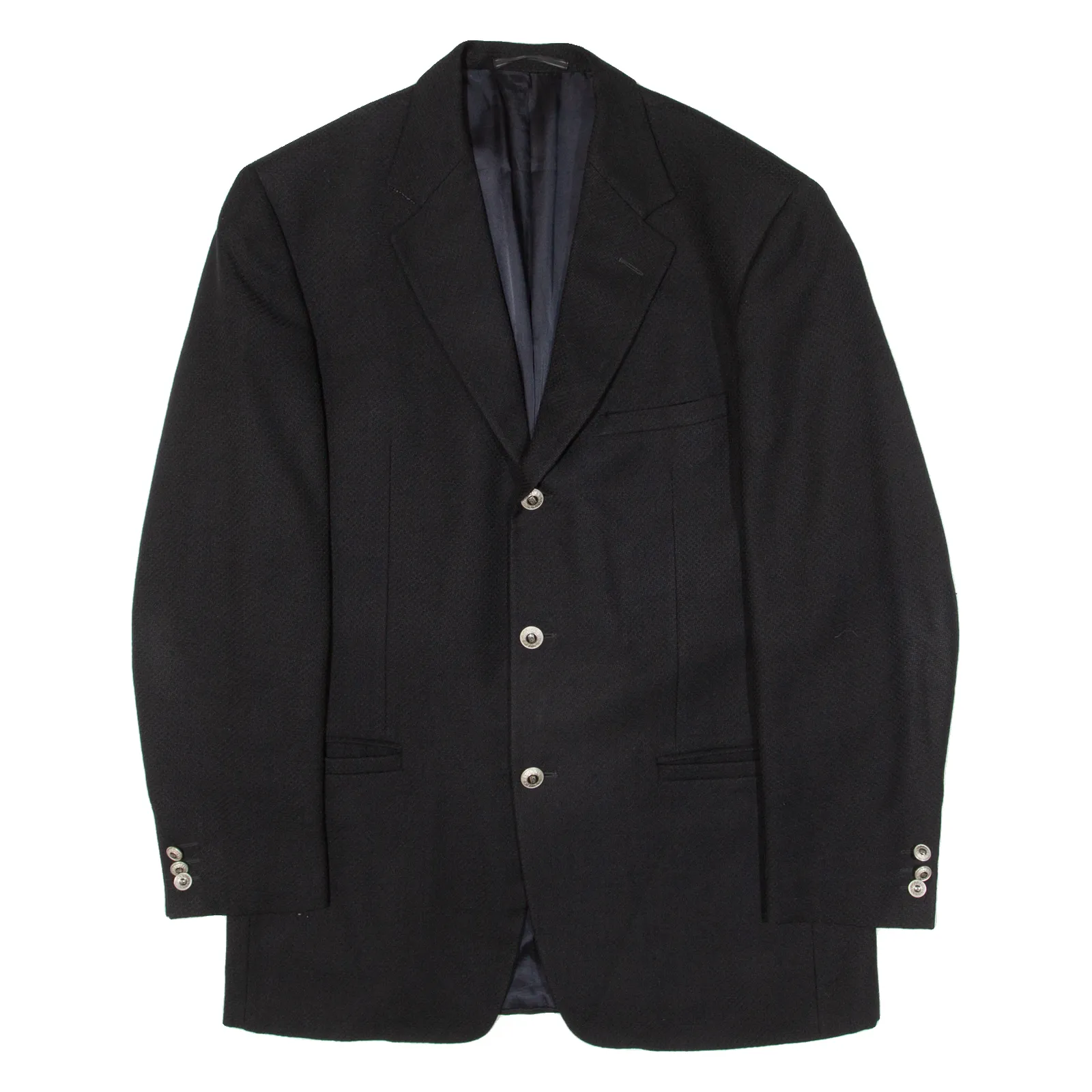 VERSACE Mens Blazer Jacket Black Knit Wool L