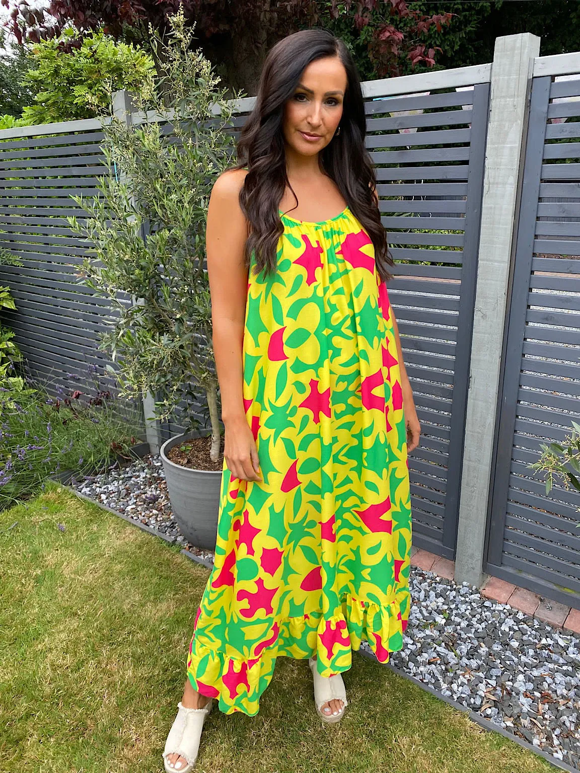 Vibrant Multi Pattern Maxi Dress Tiffany