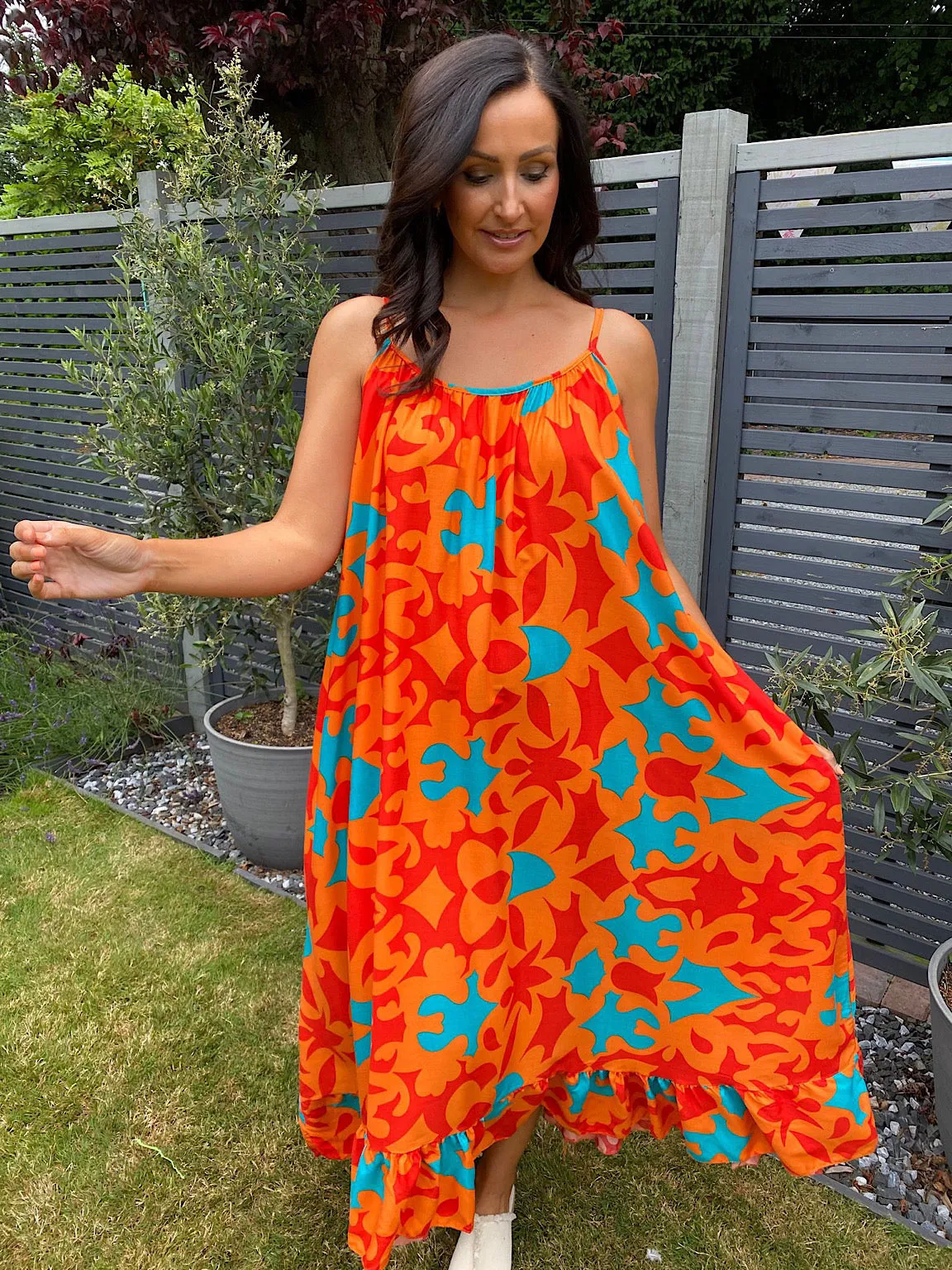 Vibrant Multi Pattern Maxi Dress Tiffany