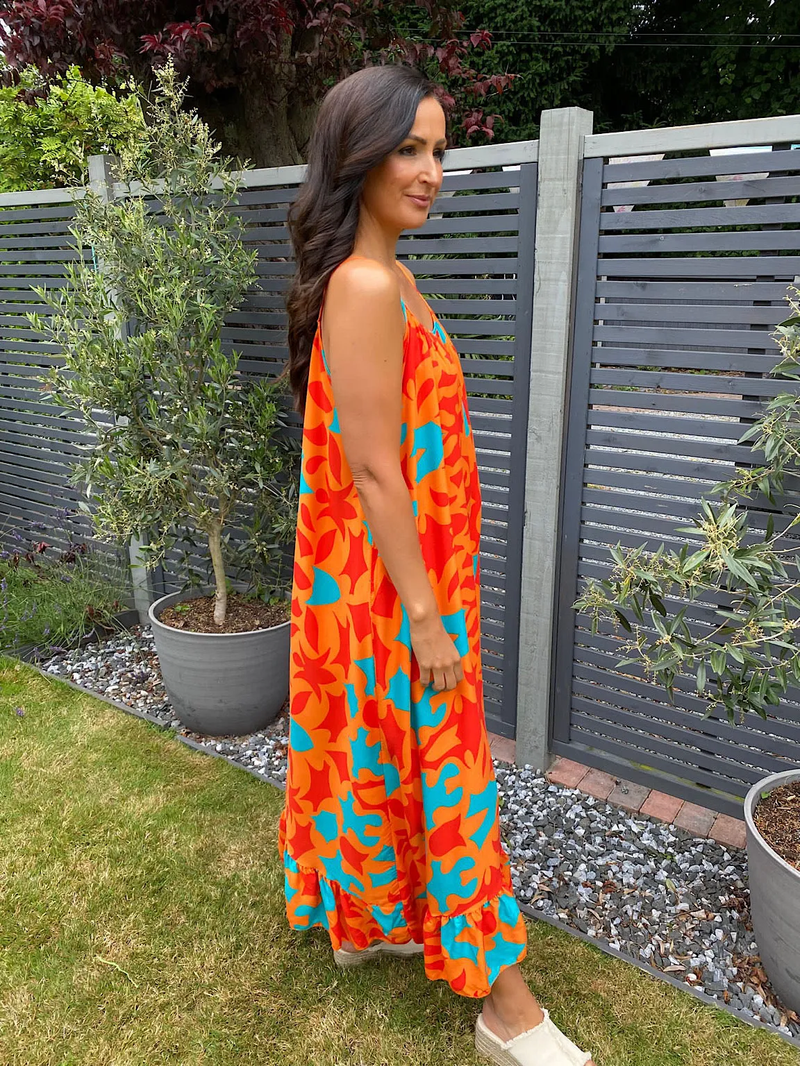 Vibrant Multi Pattern Maxi Dress Tiffany