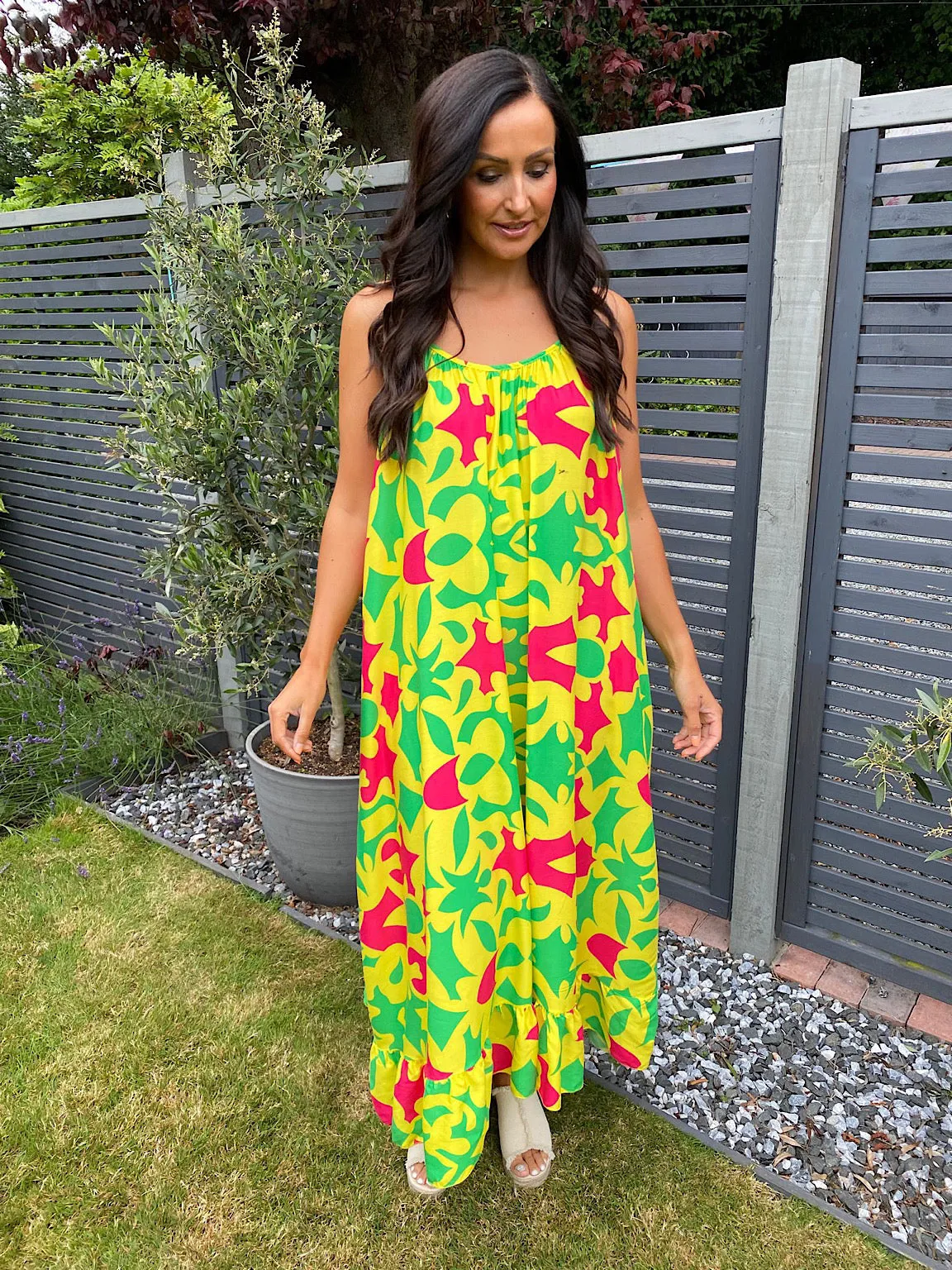 Vibrant Multi Pattern Maxi Dress Tiffany