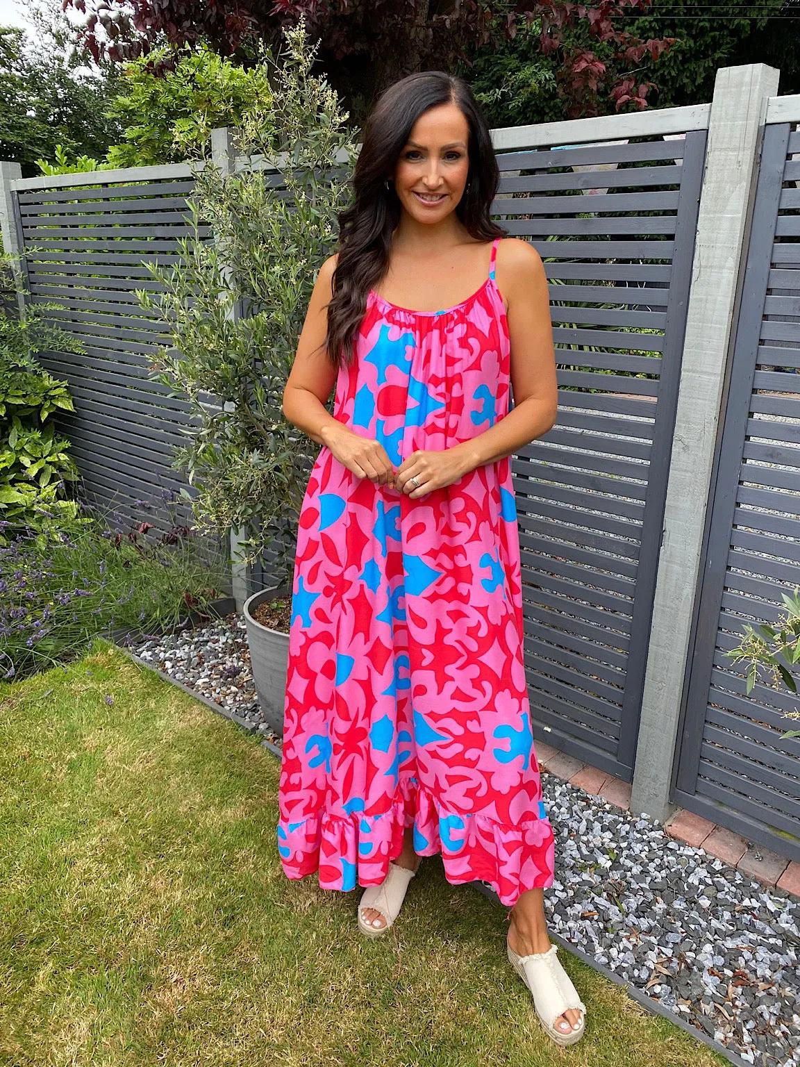 Vibrant Multi Pattern Maxi Dress Tiffany