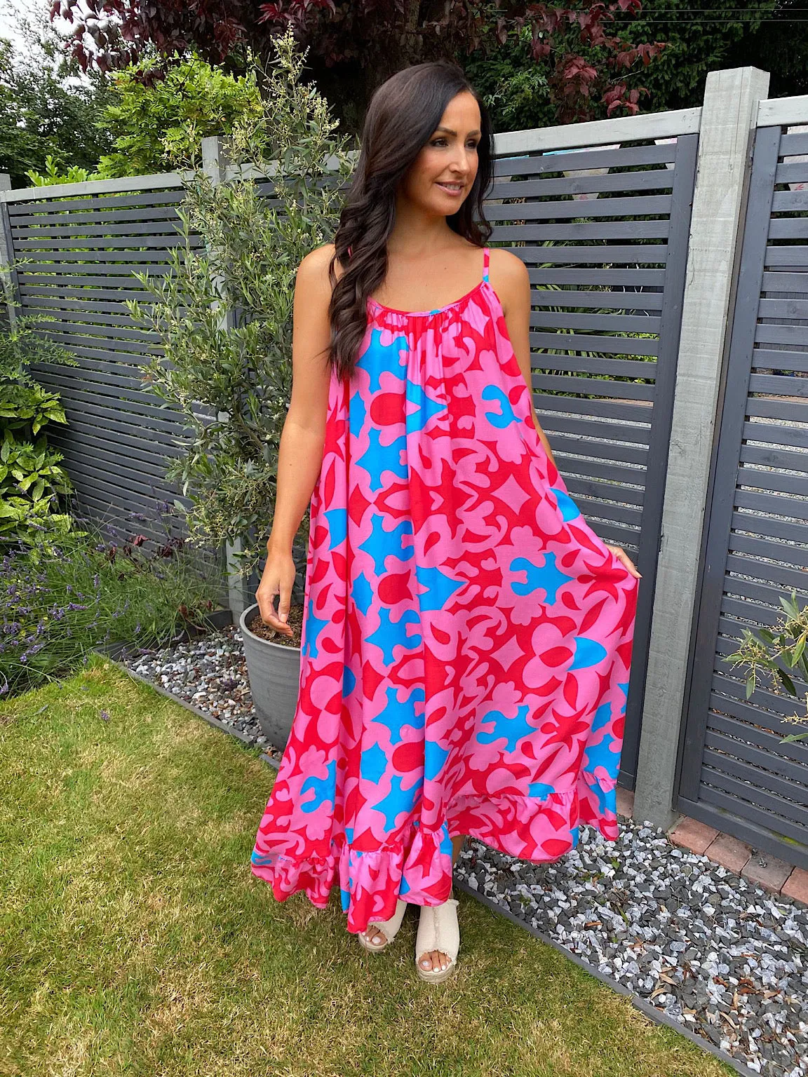 Vibrant Multi Pattern Maxi Dress Tiffany