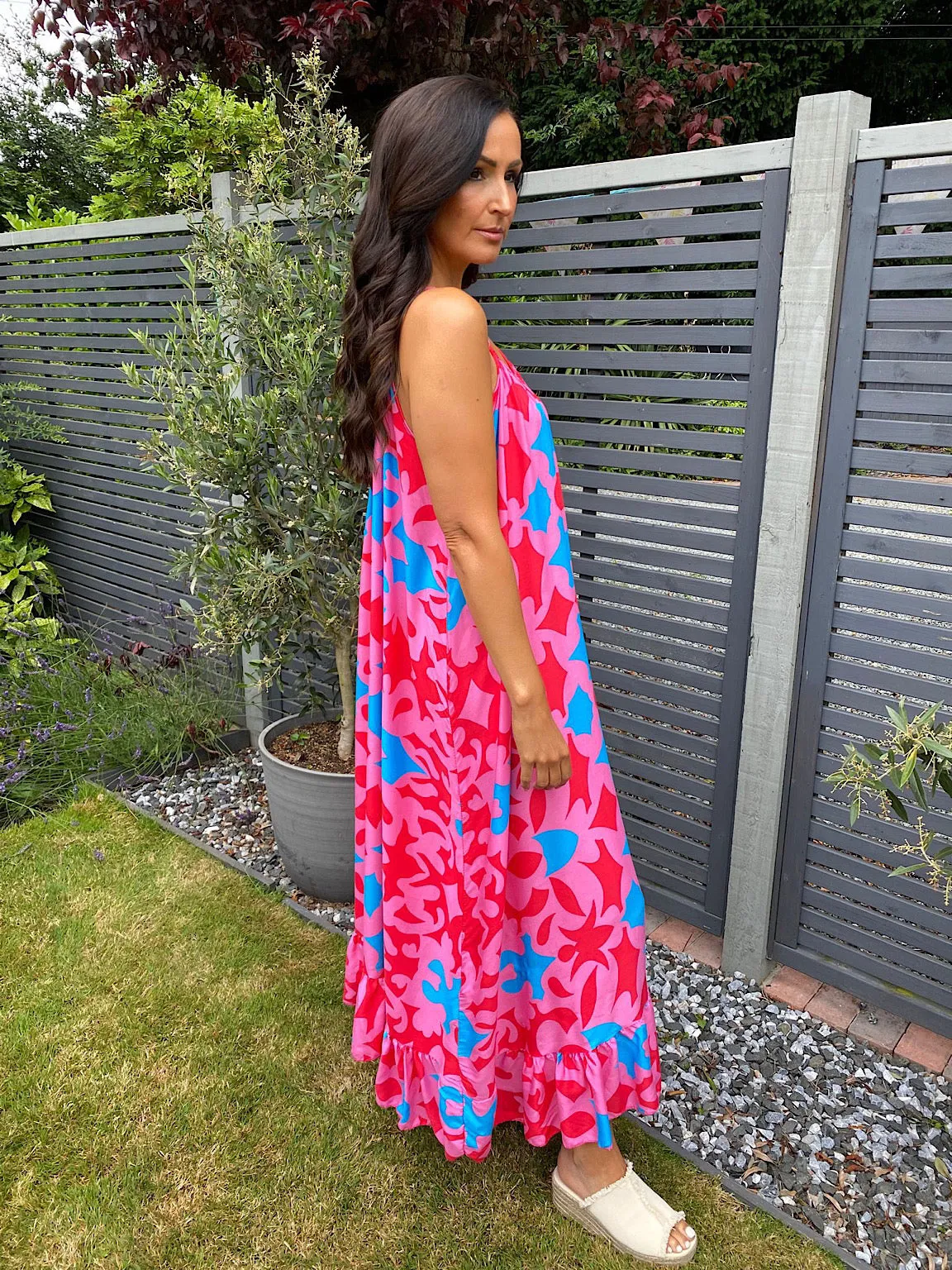 Vibrant Multi Pattern Maxi Dress Tiffany