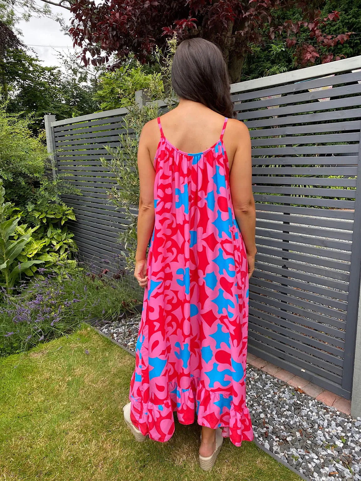 Vibrant Multi Pattern Maxi Dress Tiffany