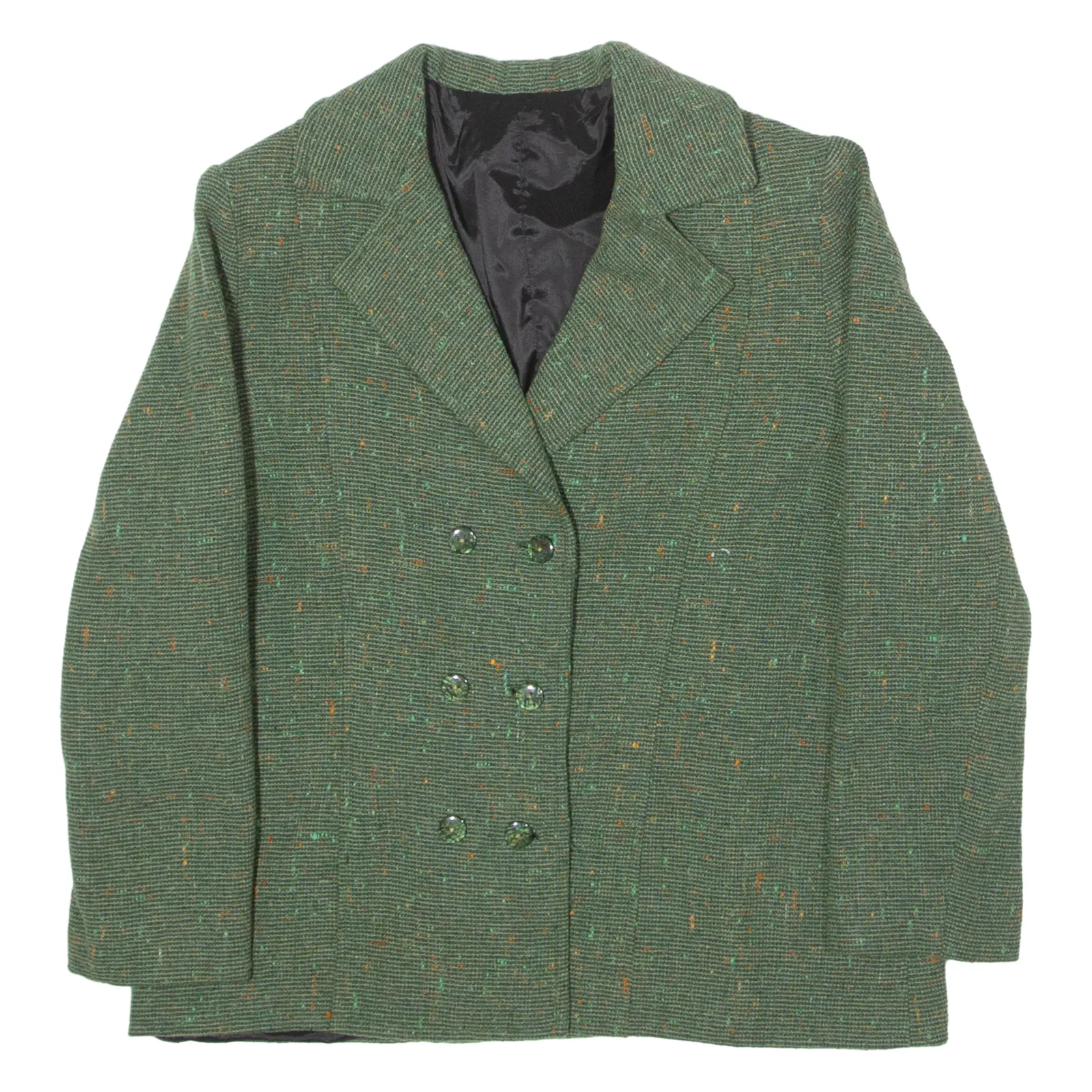 Womens Blazer Jacket Green Tweed 90s M