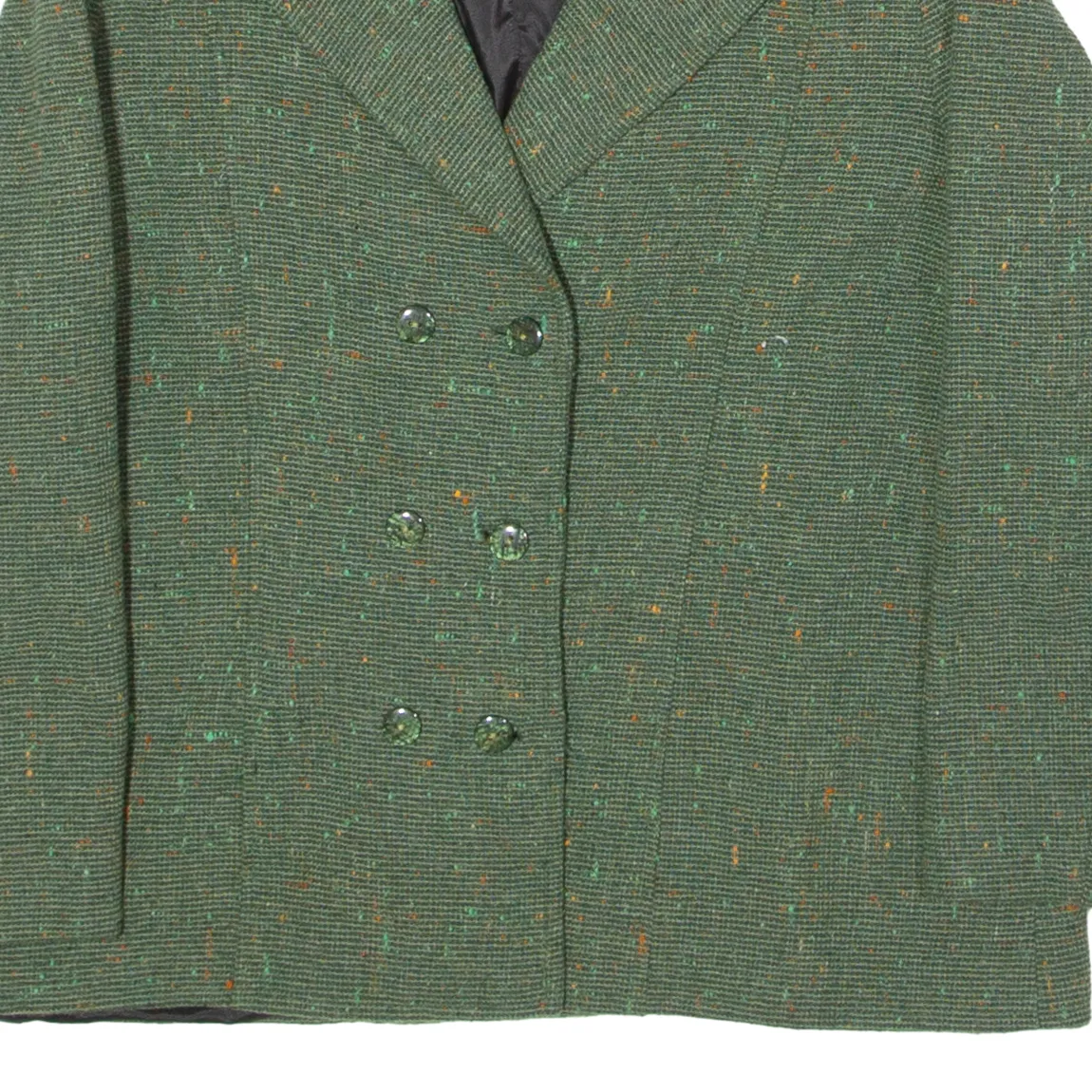 Womens Blazer Jacket Green Tweed 90s M