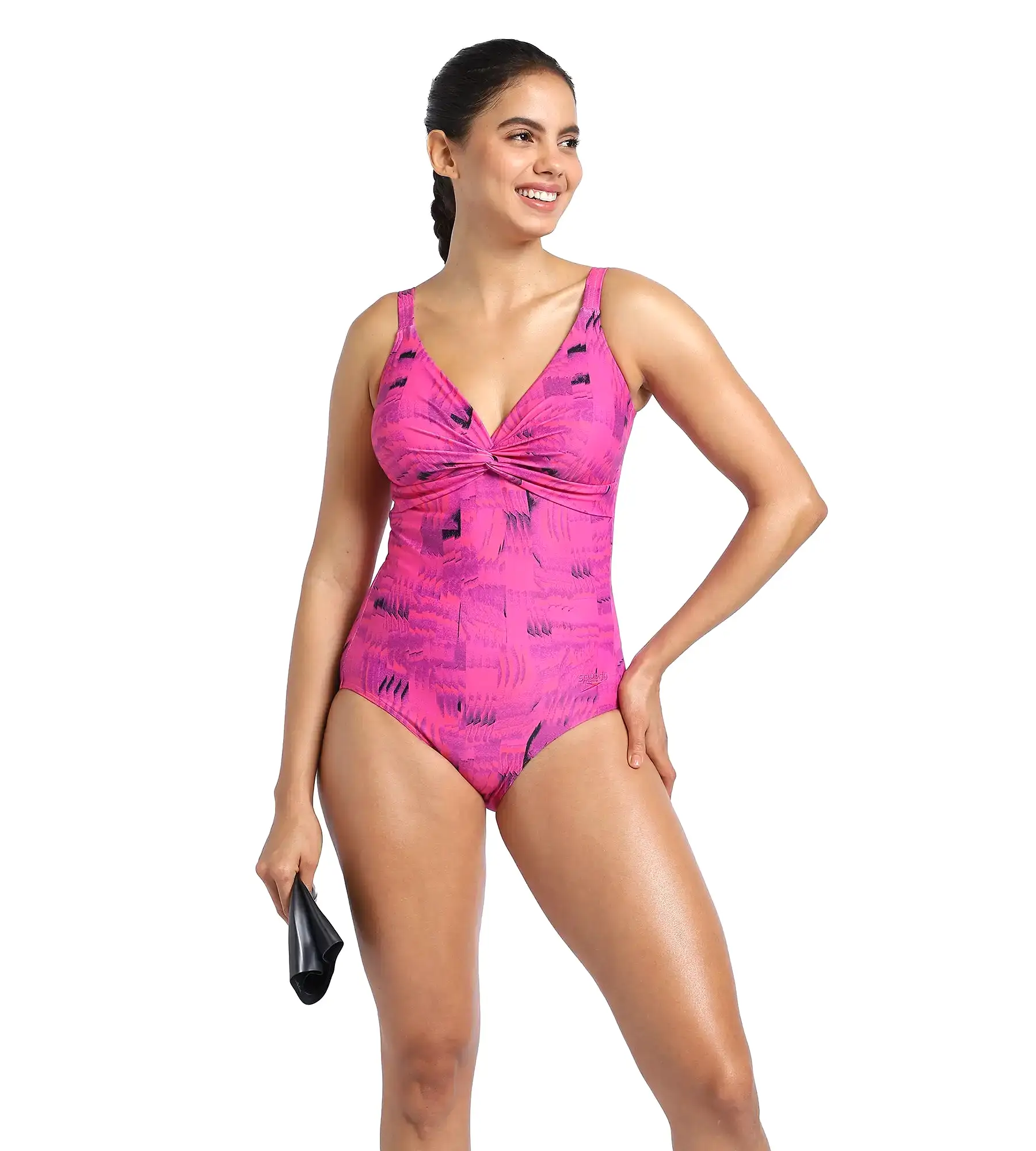 Women's Brigitte Printed One Piece Swimwear - Black  &  Wineberry