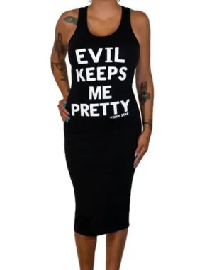 Women's Evil Keeps Me Pretty Fitted Tank Dress