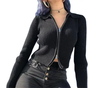 Women's Turn-down Collar Knitted Short Jackets