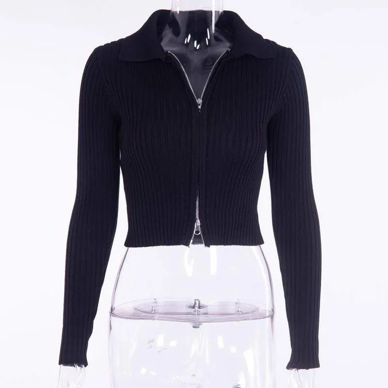 Women's Turn-down Collar Knitted Short Jackets