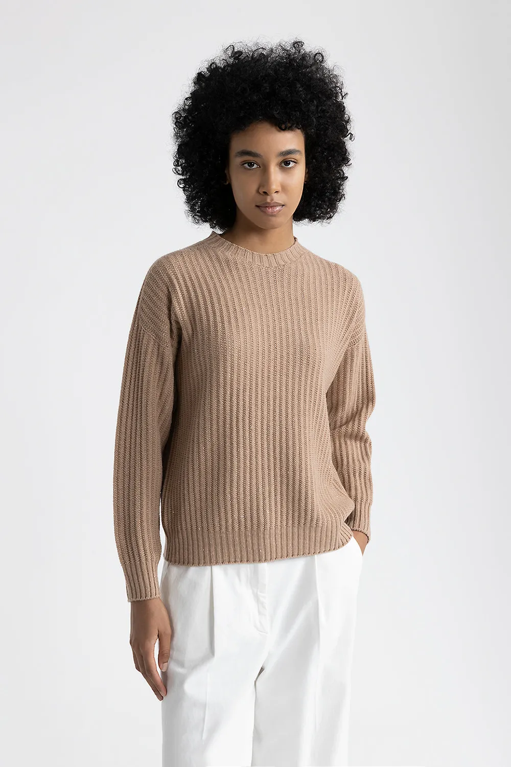 Wool, silk, cashmere and lurex sweater