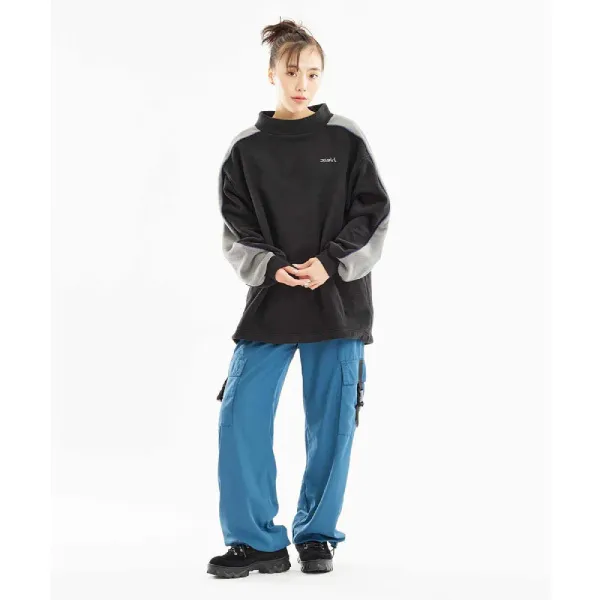 X-girl  |Unisex Street Style Bi-color Plain Oversized Logo Tunics