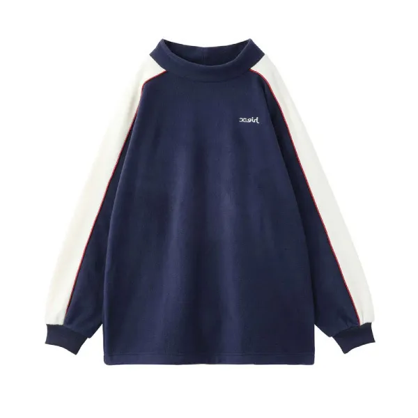 X-girl  |Unisex Street Style Bi-color Plain Oversized Logo Tunics