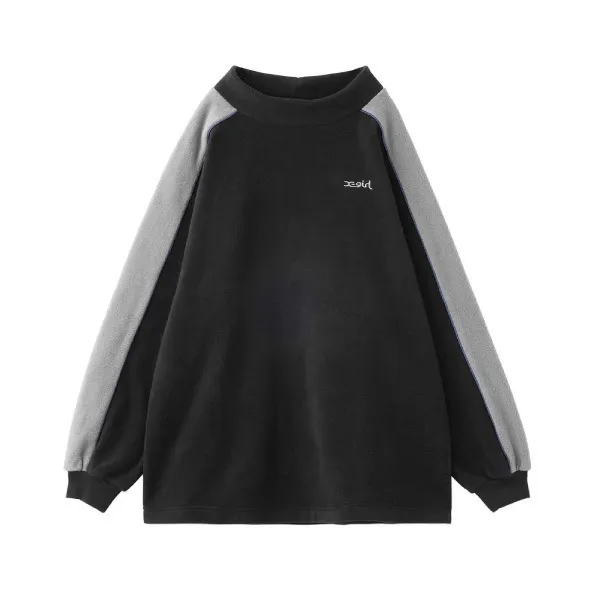 X-girl  |Unisex Street Style Bi-color Plain Oversized Logo Tunics