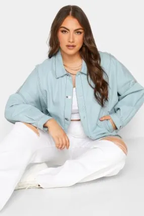 YOURS Curve Light Blue Oversized Denim Jacket