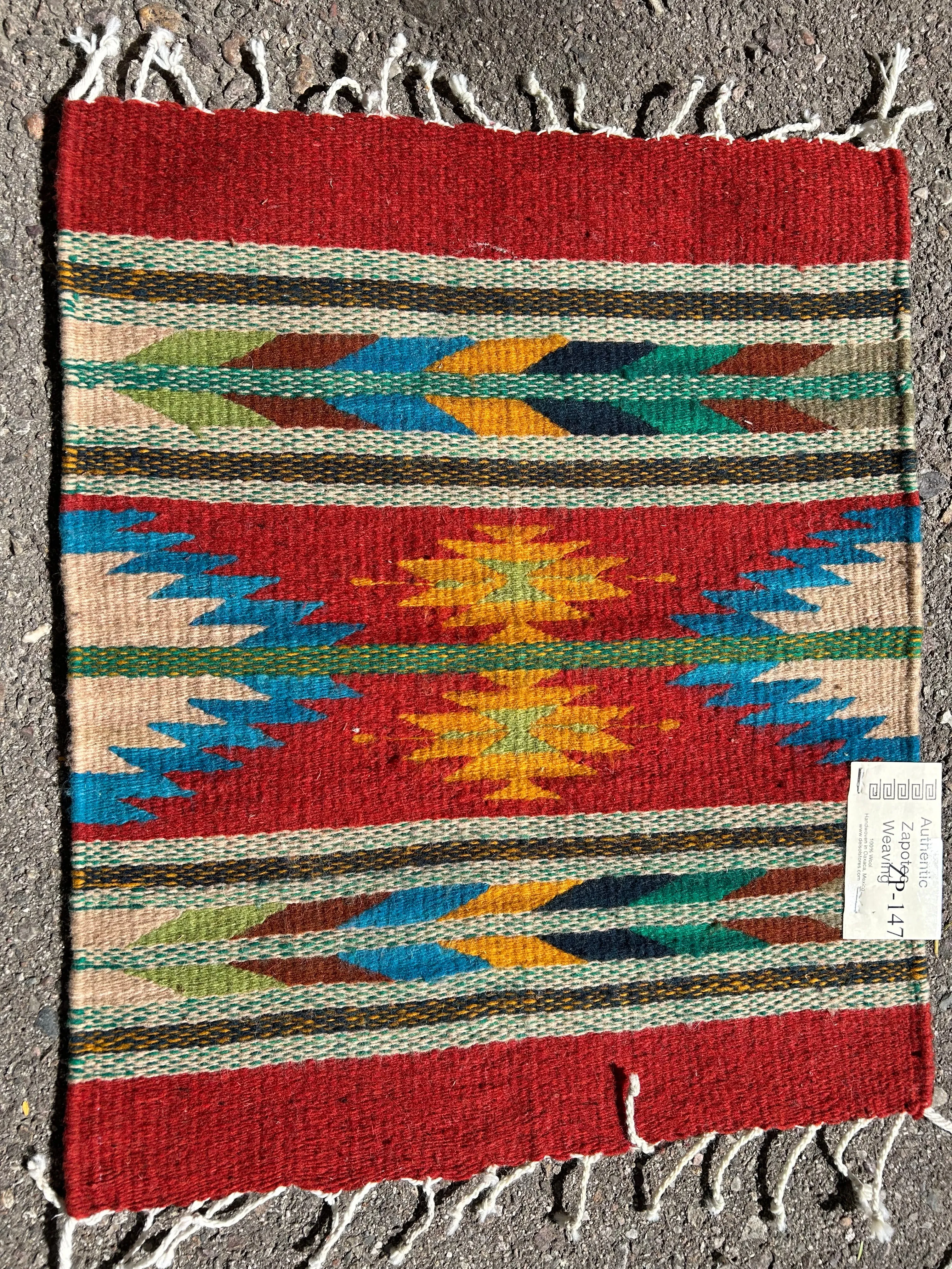 Zapotec Handwoven wool mats, approximately 15” x 20” ZP-147